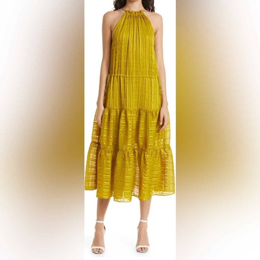 TED BAKER LONDON 🆕 MSRP: $450 ‘Evmilia’ Stripe Jacquard Tiered Dress. S4-6.